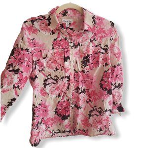 Kim Rogers 100% Linen floral shirt summer pink